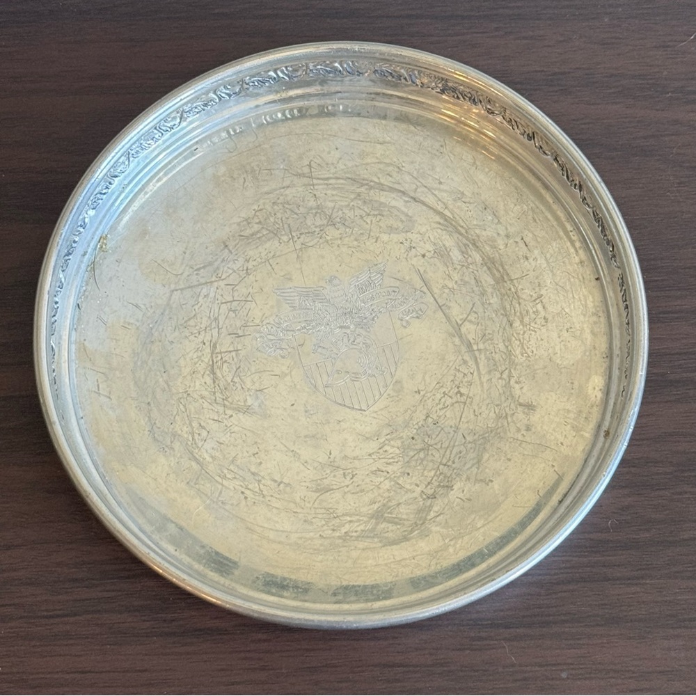 Preisner Pewter Plate Charger Tray‎ Dish with Eagle Crest Design 2147